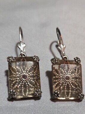 Avon Silver-Tone Rectangular Filigree Drop Earrings - Elegant Women Jewelry